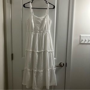 JAPNA | white tiered midi maxi dress  | size S